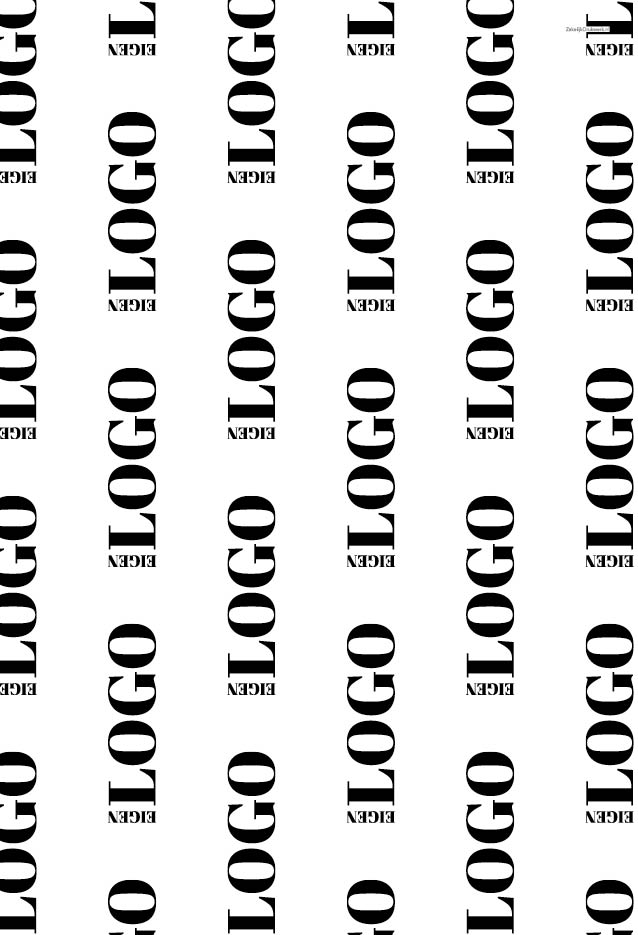 Logo op bedrukt vetvrij papier. Verspringend logo. Ook leuk als het schuin staat. Voorbeeld 4