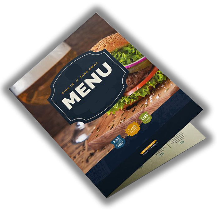 Menukaarten in alle mogelijke uitvoeringen.