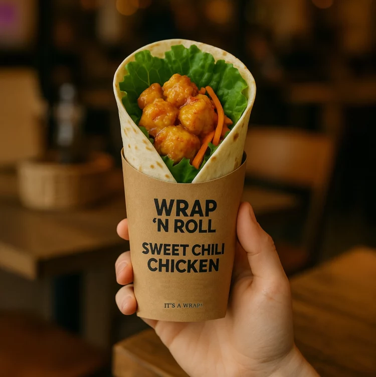 Bedrukte wraps verpakking to go, met eigen opdruk