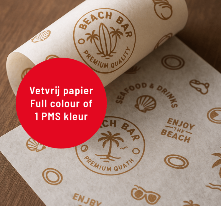 Wit vetvrij papier full colour bedrukt met klantbranding