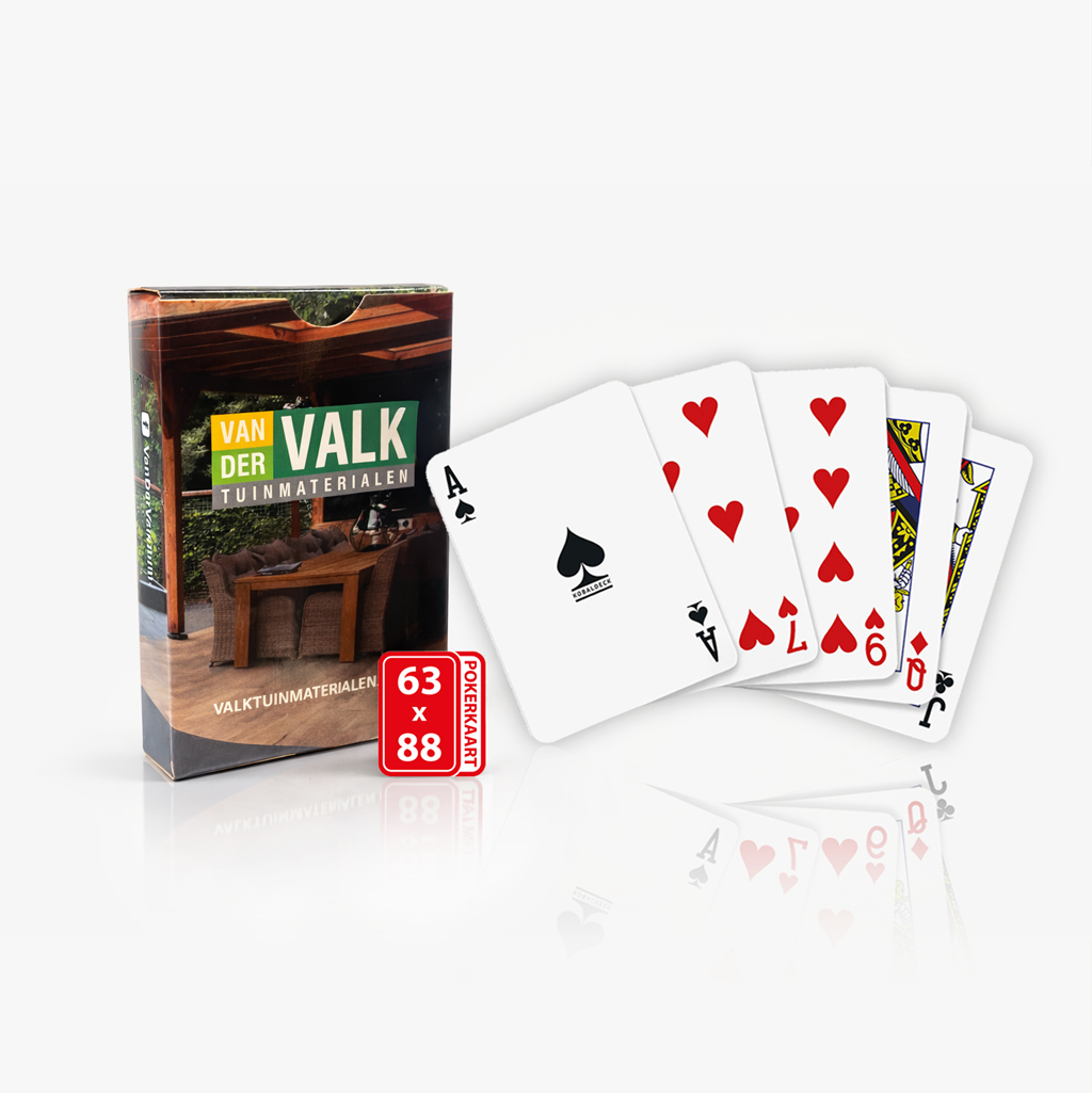 bedrukte pokerkaarten met full colour bedrukt doosje