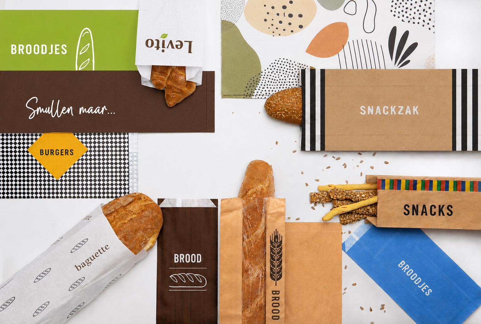 Snackzakken Bedrukken | Bedrukte Papieren Zakjes voor Broodjes & Snacks